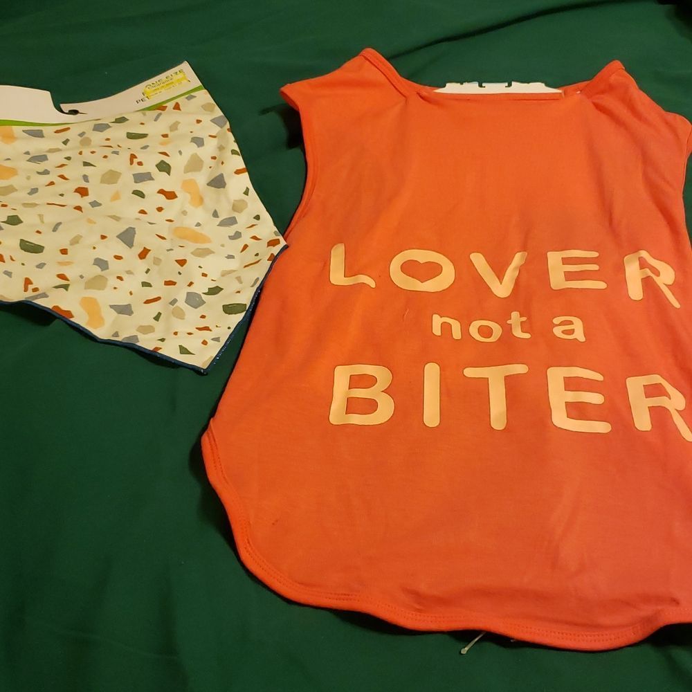 Large dog lover not a biter shirt and neckerchief